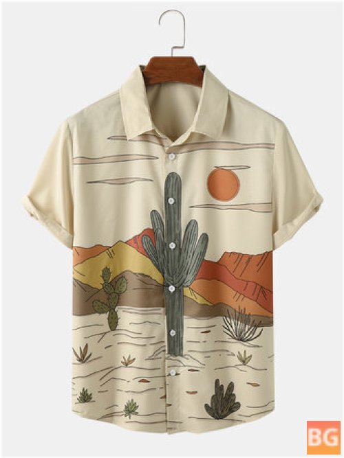 Cactus Print Men's Tropical Shirt