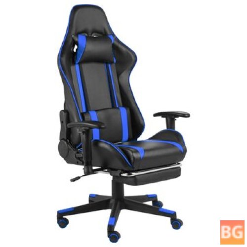 Game Chair with Foot Rest - PVC Blue