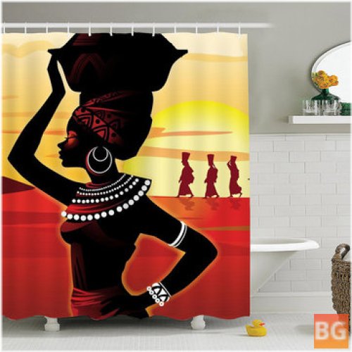 African Girl Shower Curtain with C-shaped Hooks
