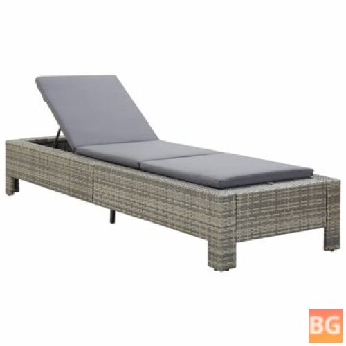 Sunbed with Cushion Gray Poly Cotton