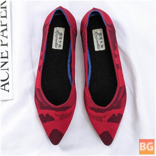 Women's Casual Pointed Knit Vamp Soft Sole Loafer