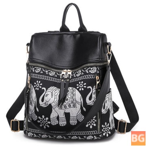 Women's National Elephant Backpack - PU Leather