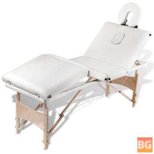 Wooden massage table with four parts - cream white