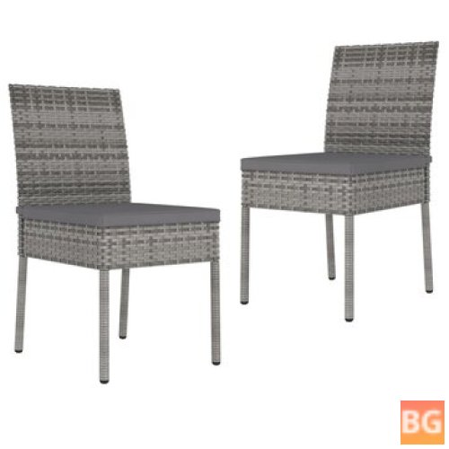 2 pcs Poly Rattan Gray Garden Dining Chairs