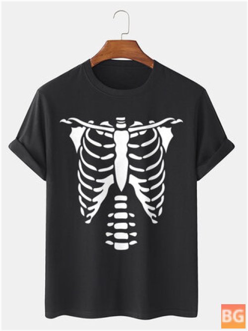 Halloween T-Shirt with Bones Printed on Top