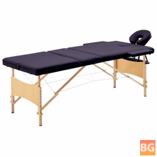 Wood massage table with 3 zones - purple