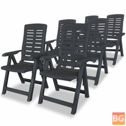 6-Piece Anthracite Plastic Reclining Garden Chairs