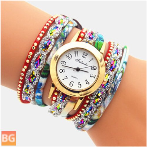 Women's Bracelet Watch with Multi-Layer Rhinestone and PU