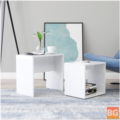 High Gloss White Coffee Table Set with 18.9x11.8