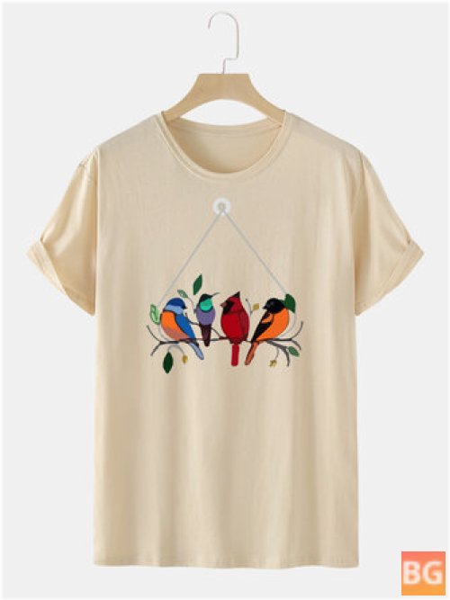 T-Shirt with Bird Print