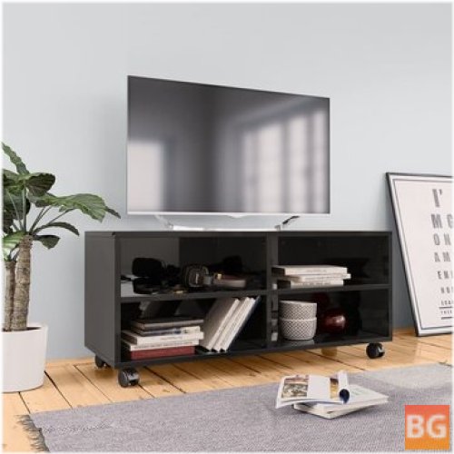 TV Cabinet with Castors - High Gloss Black