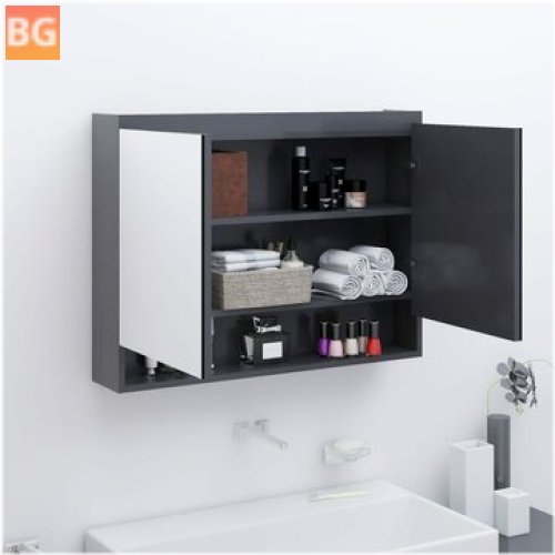 Mirror Cabinet with Frame and Mirror 80x15x60 cm Gray