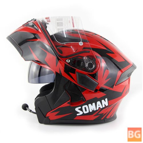 SOMAN 955 Motorcycle Bluetooth Helmet Eye Style Flip Up Visor with BT Headset Earphone