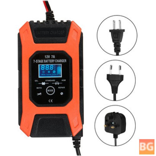 Car Charger for 12V 7A 7-stage LCD Pulse Repair Battery