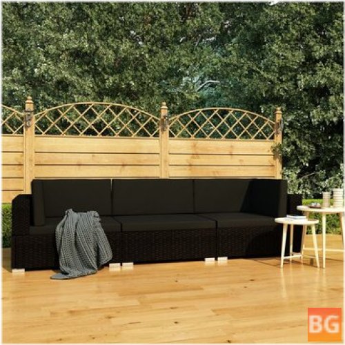 Garden Sofa Set - Poly Rattan Black