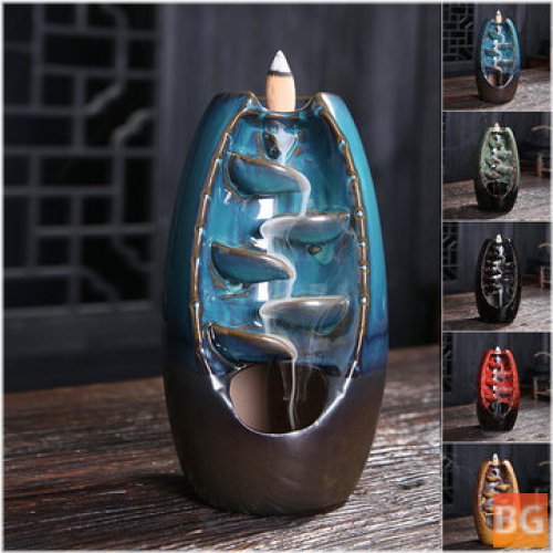 Handicraft Mountain River Incense Holder - Ceramic Backwards Waterfall Smoke Incense Burner for Home Aromatherapy