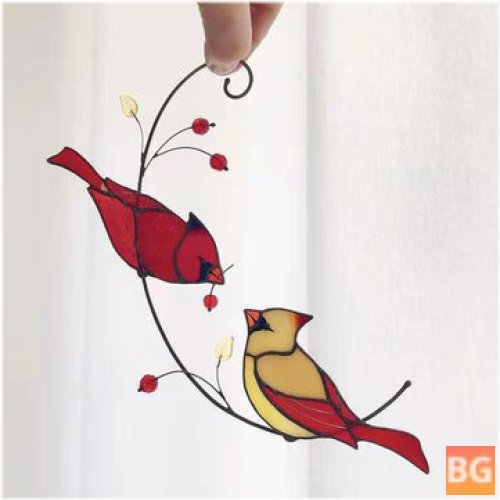 Home Decor - Outdoor Garden - Hollow Red Bird Stained Glass