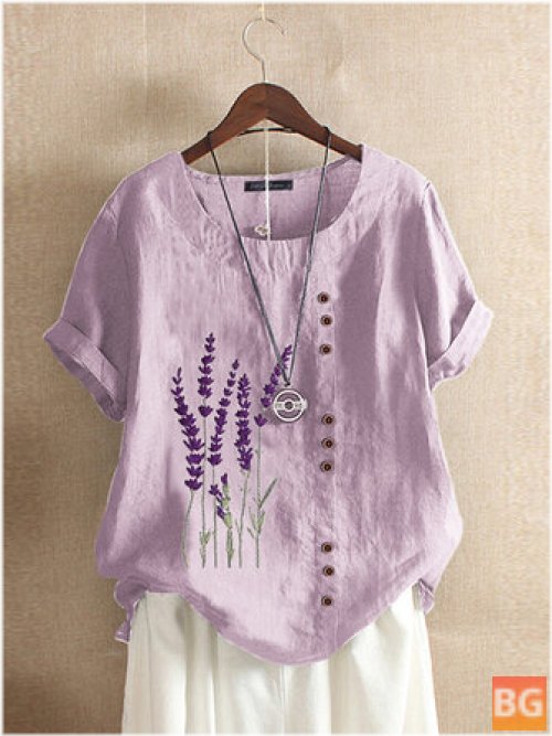 Short Sleeve T-Shirts for Women - Floral Embroidery