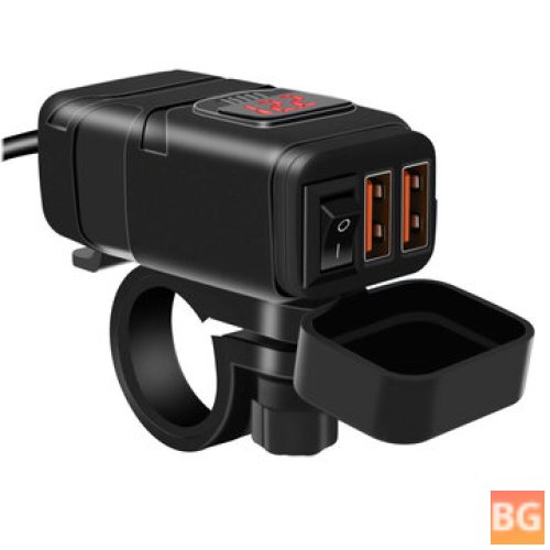 Waterproof Dual USB Charger with LED Voltmeter for Motorcycles (12V/24V QC3.0)