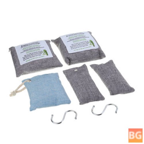Bamboo Charcoal Air Purifying Bags with Hooks (Set of 5)