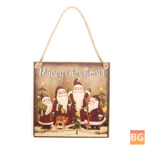 Christmas Decoration - Santa Claus Wooden Hanging Plate