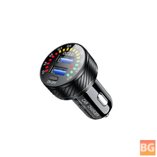 Dual QC USB Car Charger with Digital Voltmeter