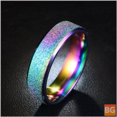 Stainless Steel Rainbow Color Black Couple Ring