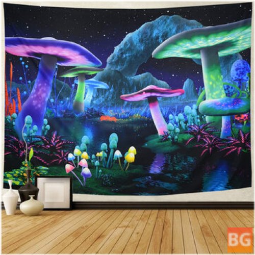 Retro Mushroom Tapestry - Large Polyester Wall Decor