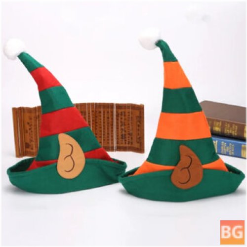 Elf Cosplay Hat with Stripes and Earrings