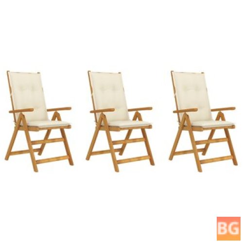 Folding Garden Chairs 3 pcs with Cushions and Sofa Solid Acacia Wood