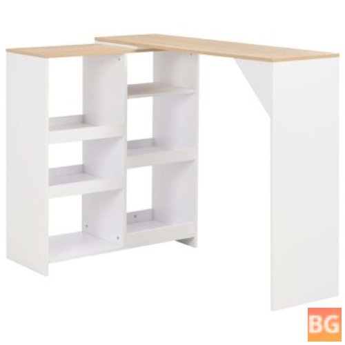 White Bar Table with a Shelf that Can Be Swiveled