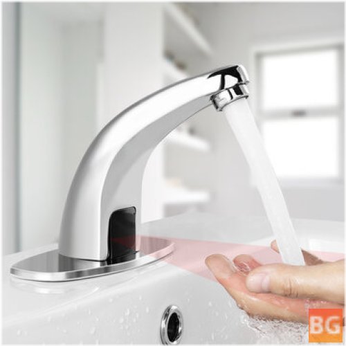 White Kitchen Sink Mixer Sensor Tap with Brass Automatic Faucet