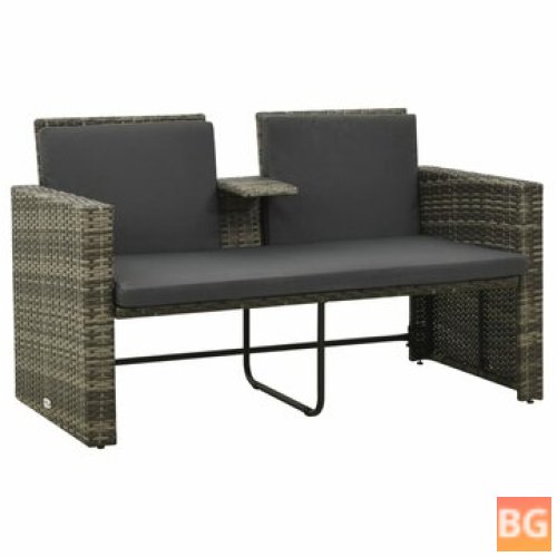 Garden Lounge Set with Cushions and Rattan Gray
