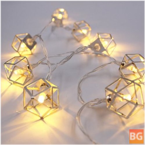 Lamp with 1.8M 3M Battery - Iron Polygon String