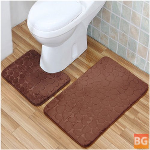 2-Piece Toilet Cover Rug Set - Bath Mat and Shower Floor