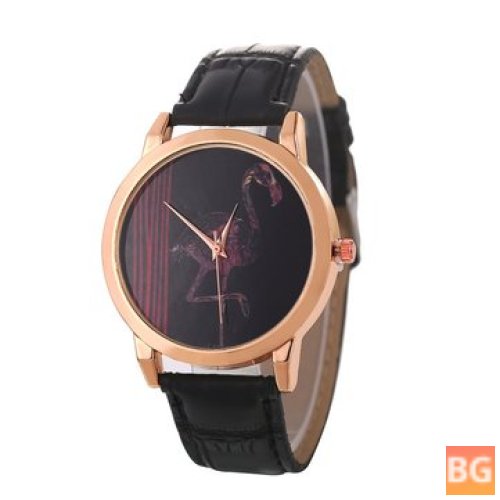 Red-crowned Crane Leather Strap Men's Watch