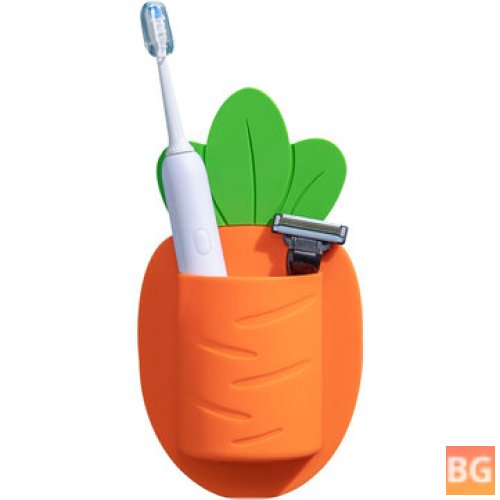 Wall Mounted Holder for Toothpaste, Toothbrush, and Mini Card - Creative Carrot Pattern