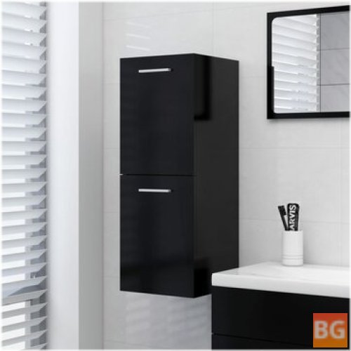 Bathroom Cabinet in Black with Gray Sheets