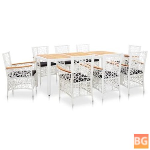 Outdoor Dining Set with Rattan and White Canvas