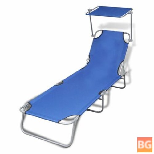 Sun Lounger with Canopy and Fabric Design