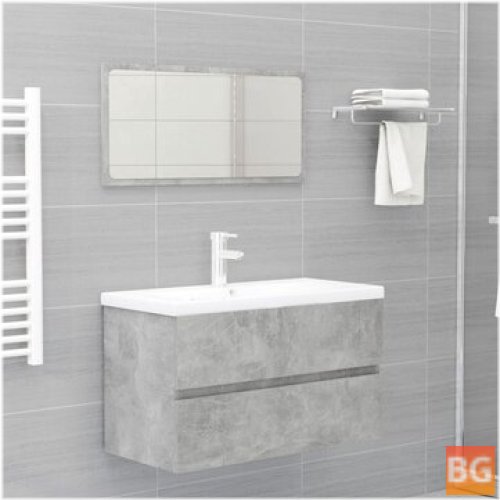 Bathroom Furniture Set - Gray Chipboard