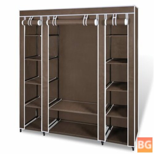 Wardrobe with compartments and rods 100x200x176 cm fabric brown