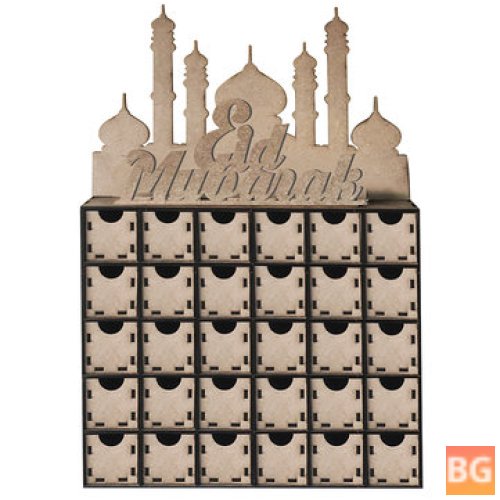 Home Decorations - Wooden MDF Eid Mubarak Ramadan Advent Calendar Sign