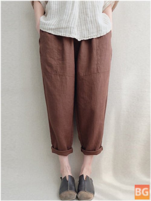 Women's Harem Pants - Solid Cotton