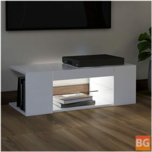 TV Cabinet with LED Lights - White 35.4