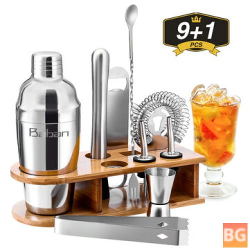 Bartender Set With Shaker And Stand - 10 Pieces