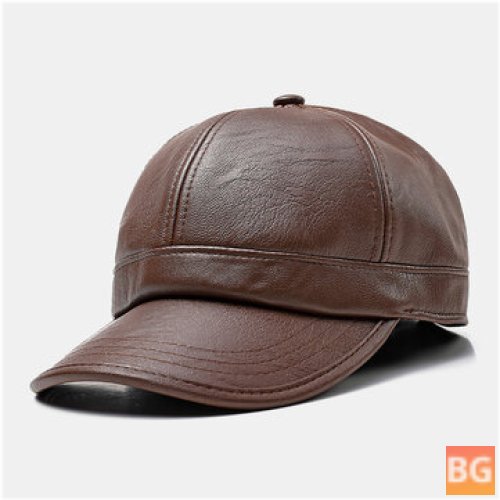 PU Leather Baseball Cap with Earflaps