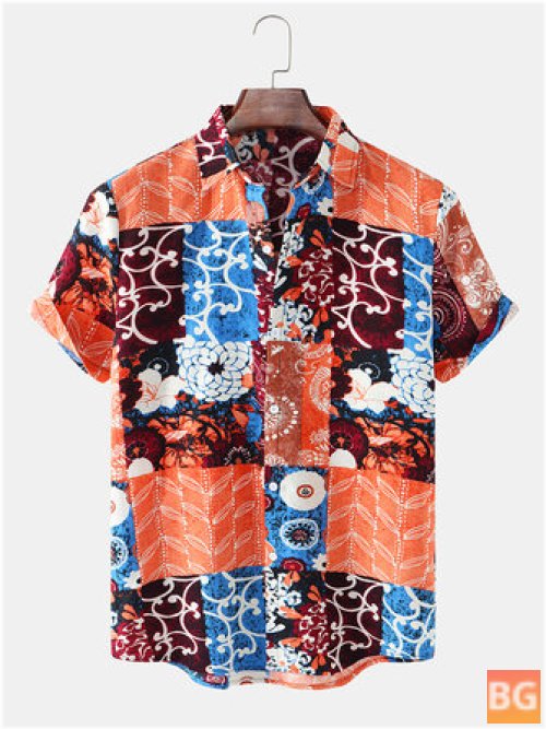 Short Sleeve Holiday Shirt with Floral Print