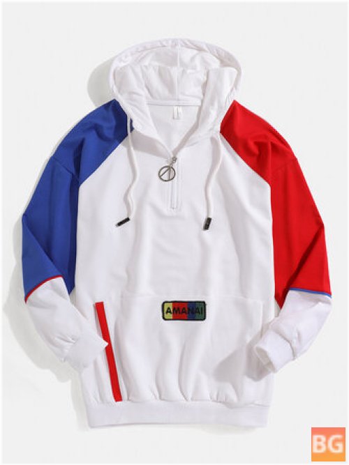 Patches & Stripes Hoodie with Contrasting Colors