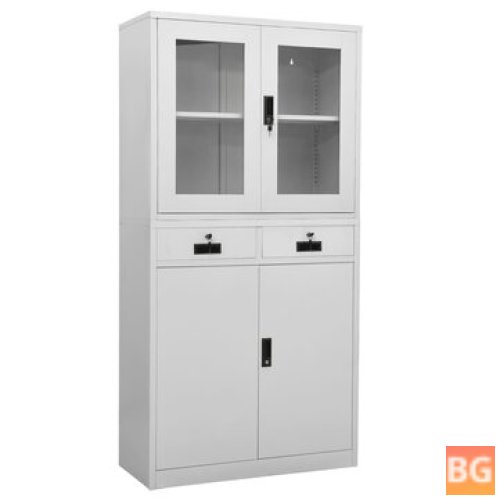 Office Cabinet with Steel and Tempered Glass